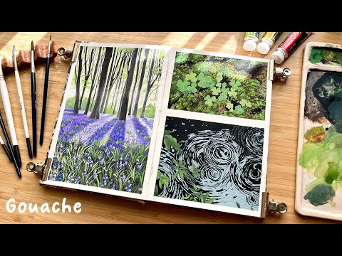 Calming Forest Landscape Gouache Paintings / Paint With Me 🌱