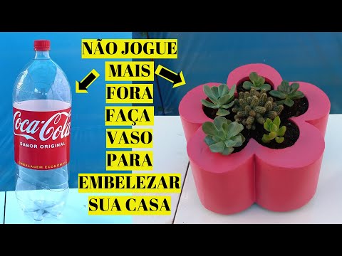 ,cement vase made with pete bottle