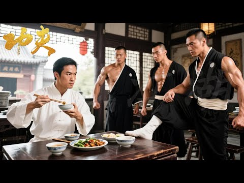 A bully provokes in a diner; a young man teaches him a lesson using only a pair of chopsticks!