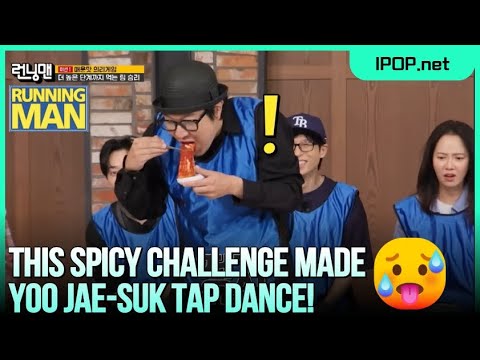 This spicy challenge made Yoo Jae-suk tap dance! 😂 Runningman Ep.760