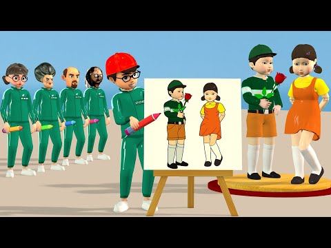 Scary Teacher 3D vs Squid Game 2 : Red Light Green Light -  Drawing Thanos Squid Game