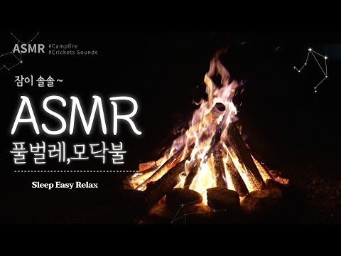 4k Campfire Crackling Fire & Sleep and Relaxation Nature Sounds, Crickets Autumn Night Ambience
