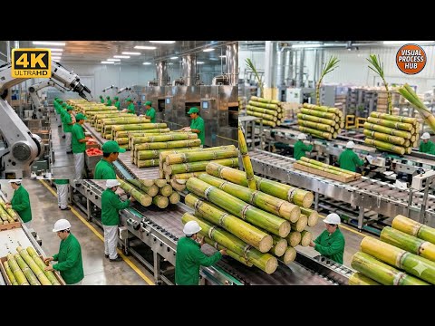 Inside a Massive Sugarcane Factory: From Fresh Cane to Shiny Crystal Sugar (Full Factory Process)