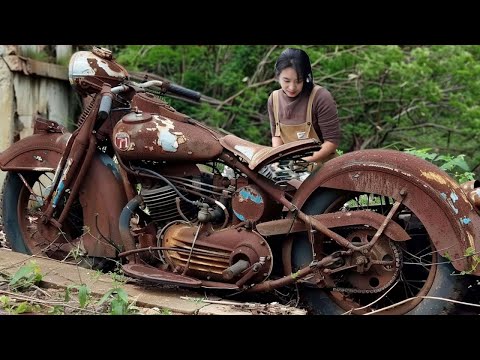 💡天才女孩捡回废弃摩托车！7天时间翻新修复，动力十足太燃了！Genius Girl Repairs Abandoned Motorcycle！林果儿