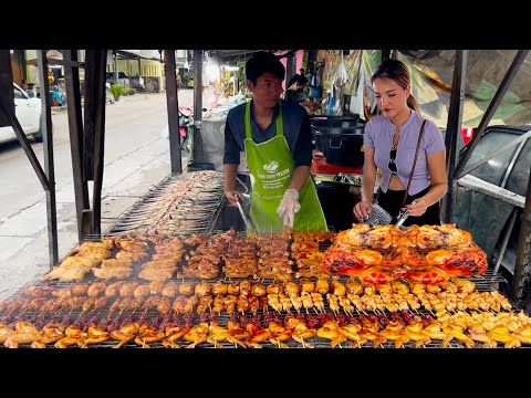 Non-stop orders! 200 Kilos Sold Out - The best grilled chicken with charcoal | Thai Street Food 