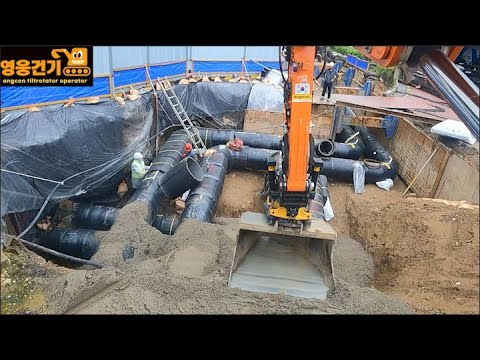 영웅건기 엥콘틸트로테이터(engcon tiltrotator)활용 지역난방600A 취약지구 배관 교체공사 터파기 및 되메우기 작업[PART.4]