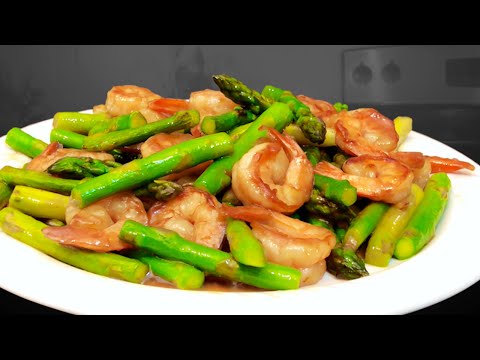Garlic Shrimp and Asparagus Stir-fry - a Great Way to Eat Asparagus  蒜香芦笋炒虾球