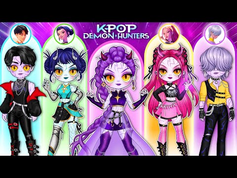K-Pop Demon Hunters: Huntrix and Saja Boys VILLAINS Glow Up | DIY Fashion Paper Dolls