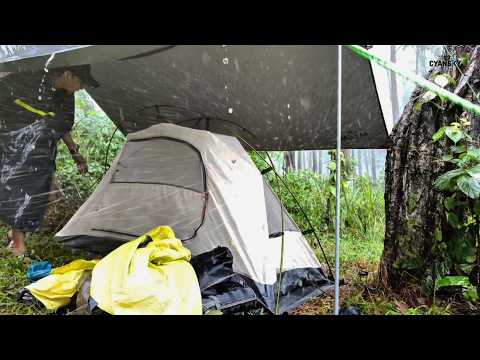 🏕 very long heavy rain in camping with thunderstorm ⛈️ a bad weather