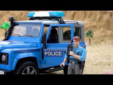 경찰차와 자동차 경주 자동차 장난감 메가블럭 다리 만들기 굴착기 도로 롤러 트럭 트랙터 콘크리트 믹서 트럭