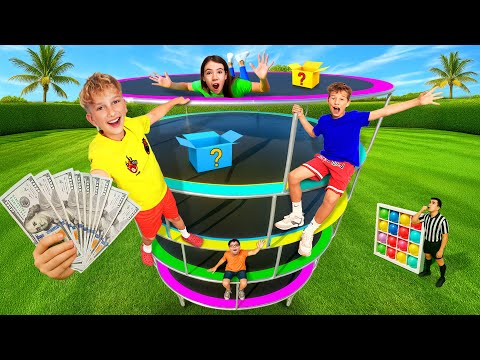 The last one to leave the trampoline tower will win $10,000!