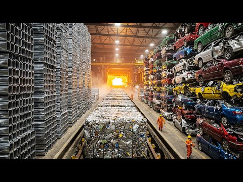 Inside the Scrap Steel Factory: How Millions of Old Cars Become Pure Steel (Full Process)