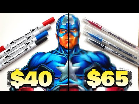 $40 vs $65 WATER MARKER Art | Cheap vs Expensive!! Which is WORTH IT..? | Captain America