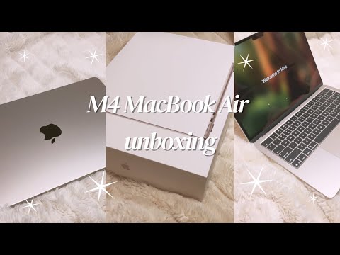 unboxing M4 MacBook Air Starlight 🎁✨ | aesthetic set up, mini vlog, apple products 