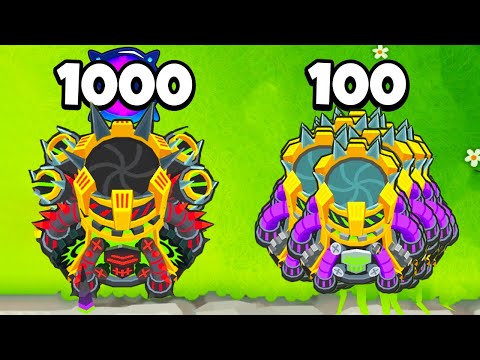 1 lvl 1000 vs 100 lvl 1 Spike Factory Paragons (BTD 6)