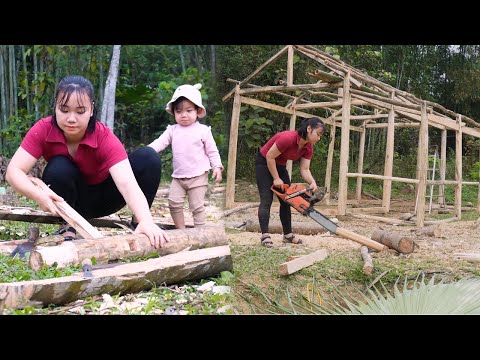 TIMELAPSE: 300 Days Journey A Single mother's Building a Wooden House. START TO FINISH