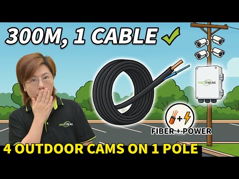 Power 4 Cameras 300m Away with One Composite Fiber Cable | Parking Lot Surveillance