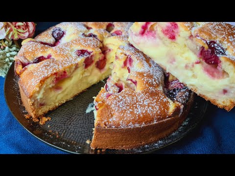 Vanilla and cherry cake recipe | The best vanilla pudding cake with frozen cherries | YUMMY RECIPES