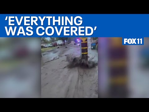 Mudslides hit Eaton fire burn area following powerful storm