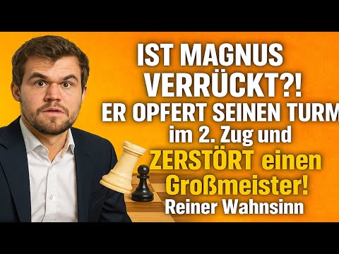 Ist Magnus verrückt? Er OPFERT SEINEN TURM im 2. Zug und ZERSTÖRT einen Großmeister! Reiner Wahnsinn