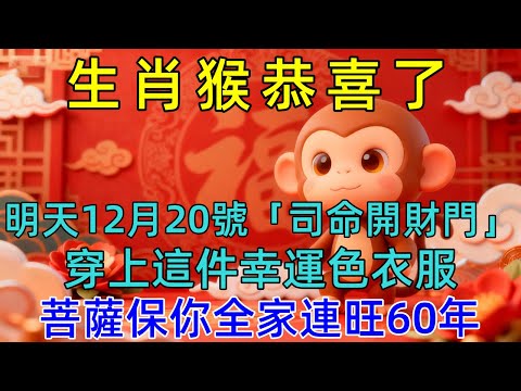 百年難遇！生肖猴明天12月20日，農曆十一月初一是「司命開財門」！一定要記得穿這個顏色的衣服，菩薩保你全家連旺60年，再倒楣也能逆天改命！ #生肖运势#佛陀#佛學 #佛法 #佛教 #修行 #智慧