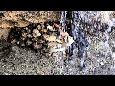 I Built a Completely Invisible Shelter Behind a Waterfall… Alone