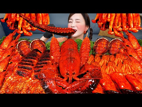 ENG SUB) Spicy Lobster ๐ฆ Abalone Squid Enoki Mushroom BEST Seafood Boil Recipe Mukbang ASMR Ssoyoung