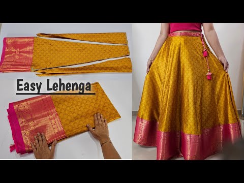 Convert Old Sari Into Lehenga Cutting And Stitching | lehenga from old sari 
