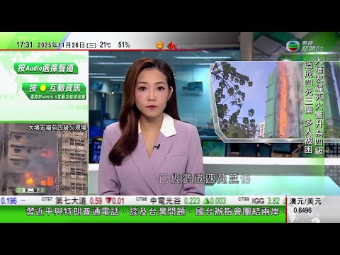 無綫TVB 六點半新聞報道｜大埔宏福苑外牆棚架四級火至少四死三傷 消防一殉職一傷勢嚴重｜美軍高層到訪委內瑞拉鄰國 馬杜羅指中俄領導人支持委方維護主權｜國台辦指會團結兩岸堅決反對台獨｜20251126