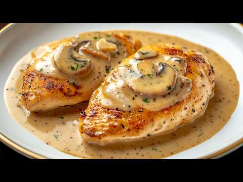 The most tender chicken in creamy mushroom sauce is a delight in every spoonful!