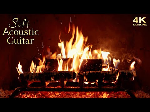 π₯ Soft Acoustic Guitar Music Fireplace π₯ Cozy Instrumental Fireplace Ambience ~ 12 Hours