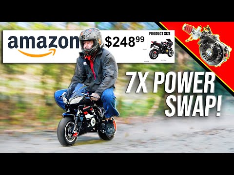 We Bought the CHEAPEST Pocket Bike on Amazon and Swapped in a Racing Engine!
