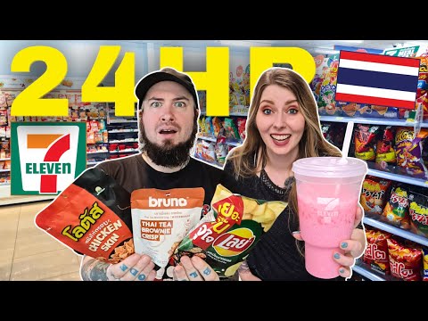 We ate ONLY 7-ELEVEN for 24 HOURS in THAILAND 🇹🇭 - (BIGGEST 7-11 in BANGKOK)