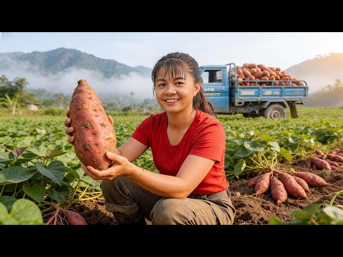Timelapse - Farm Life , Sweet Potato Harvest & Log Cabin Build