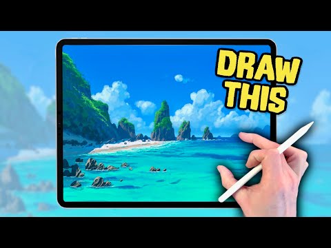 PROCREATE Landscape Drawing Tutorial - Sea Islands