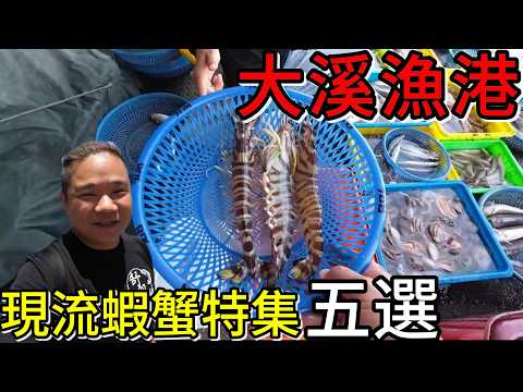 宜蘭大溪漁港蝦蟹天堂丨一公斤1800超大隻活明蝦丨三隻一斤的巨物牛角蟹丨跟臉一樣大的大扇蝦丨舒服爽吃