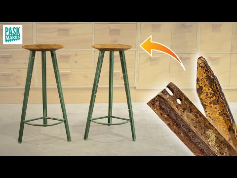 Shop Stools from Old Rusty Fence Posts