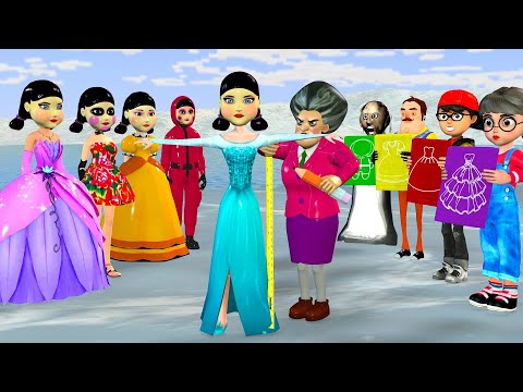 Scary Teacher 3D vs Squid Game Design Princess Dress For Squid Game Doll Nice or Error Challenge