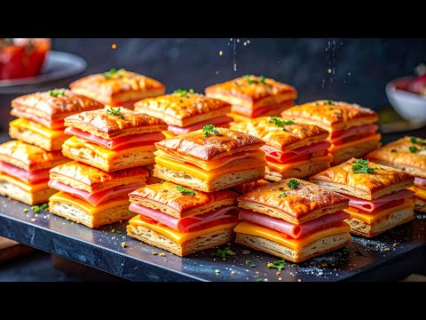 Only puff pastry, ham and cheese! Great baking in 10 minutes!
