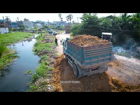 First Start Huge New Project! Landfill Delete Flooded Area by Skill Bulldozer with Heavy Dump Truck