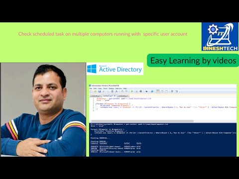 Check scheduled task on multiple computers running with  specific user #techvideo #powershell