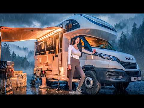 ☔️RAINY CAMPING IN A MASSIVE 3-ROOM LUXURY MOTORHOME