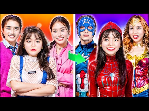 My Family Became Superheroes Family! I Makeover From Nerd To Gwen Stacy