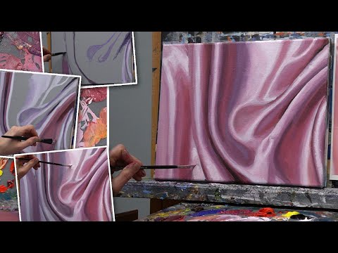 Painting Silk or Satin Fabric Folds with Acrylics | Step by Step for a Realistic Look