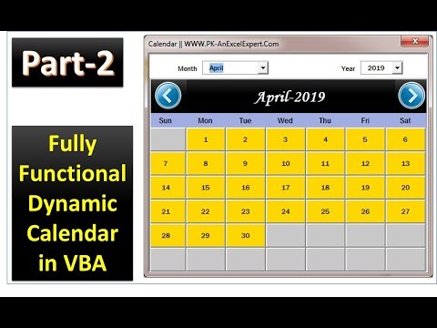 Fully Functional Dynamic Calendar Control in VBA (Part-2)