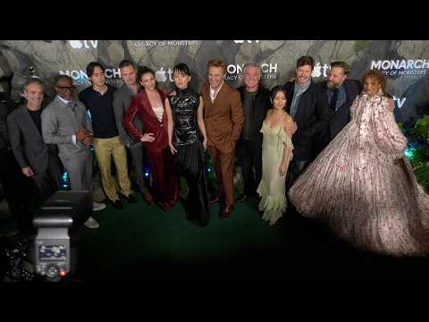 The cast of season 2 of “Monarch: Legacy of Monsters” poses together at its world premiere