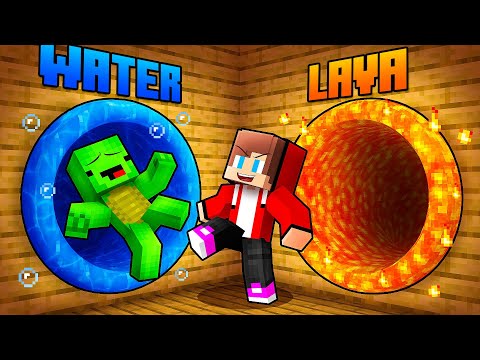 JJ and Mikey: ELEMENTAL Choose A Right Tunnel Battle in Minecraft - Maizen