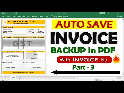 INVOICE PART 3 - How To Auto Save Excel Invoice Back Up in PDF With Invoice Number | HINDI
