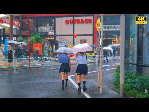 【4K HDR】8 Hours Heavy Rain ASMR|Walk in Shibuya (渋谷) &Harajuku Tokyo Japan |Rain sounds for sleeping