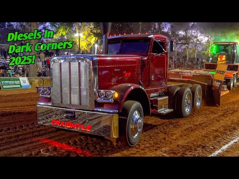 Powerful Pulling Semis Devour the Red Georgia Clay. Diesels In Dark Corners 2025 (fri) Semi pulling.